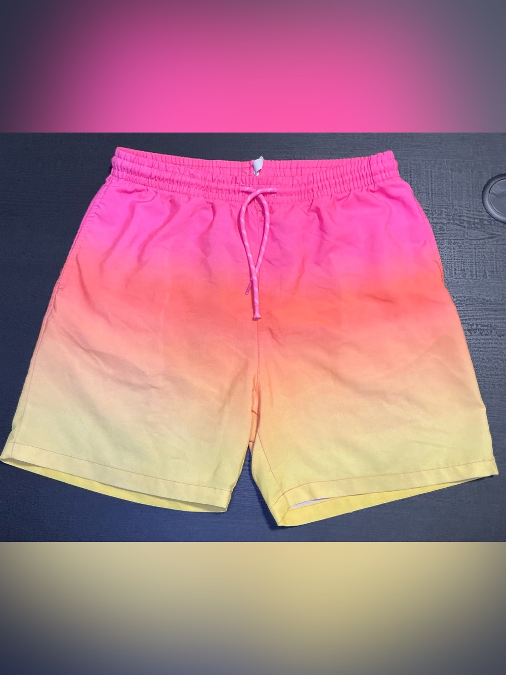 Men's Gradient Pink to Yellow Athletic Shorts